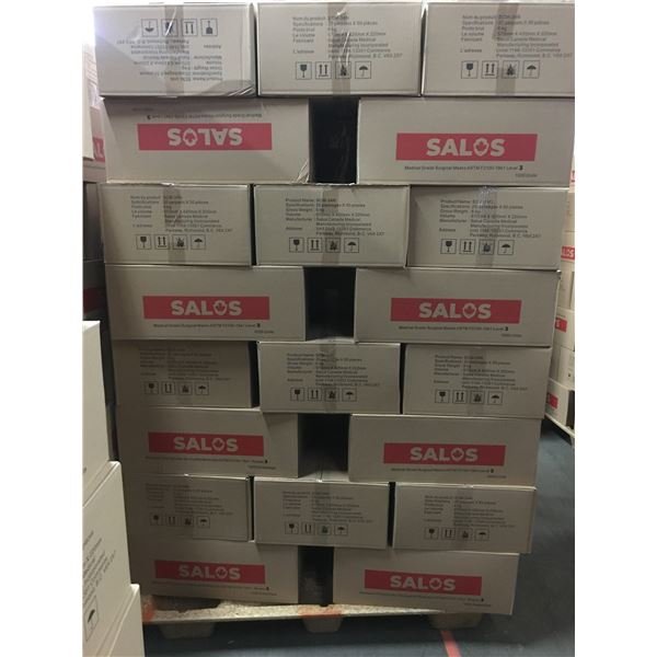 PALLET OF APPROX. 40 BOXES OF NEW SALOS MEDICAL GRADE SURGICAL MASKS