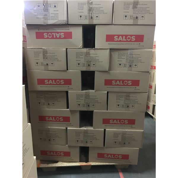 PALLET OF APPROX. 40 BOXES OF NEW SALOS MEDICAL GRADE SURGICAL MASKS