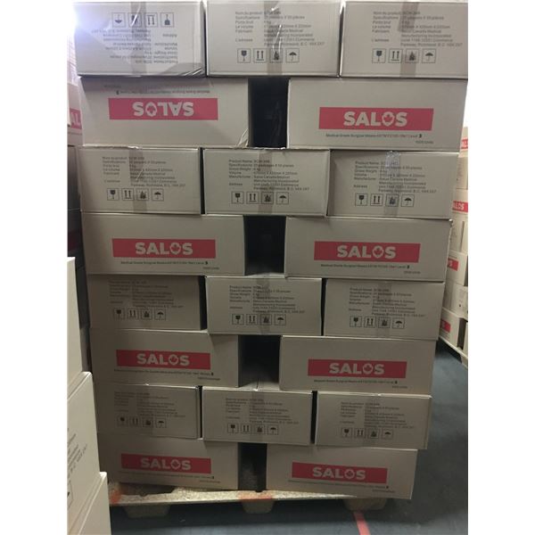 PALLET OF APPROX. 40 BOXES OF NEW SALOS MEDICAL GRADE SURGICAL MASKS
