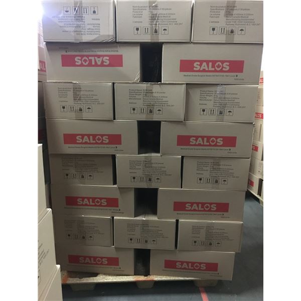 PALLET OF APPROX. 40 BOXES OF NEW SALOS MEDICAL GRADE SURGICAL MASKS