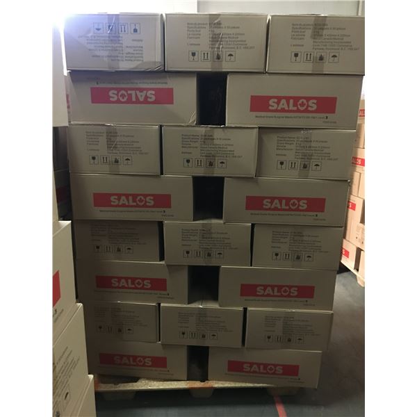 PALLET OF APPROX. 40 BOXES OF NEW SALOS MEDICAL GRADE SURGICAL MASKS