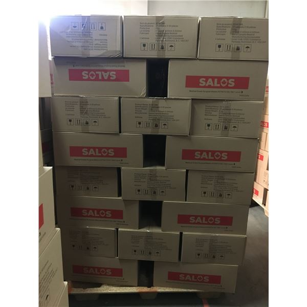 PALLET OF APPROX. 40 BOXES OF NEW SALOS MEDICAL GRADE SURGICAL MASKS