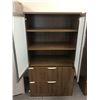 Image 2 : CONTEMPORARY MOCHA FINISH GLASS FRONT OFFICE CABINET (APPROX. 65"H X 35"W X 22"D)