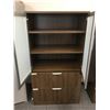 Image 2 : CONTEMPORARY MOCHA FINISH GLASS FRONT OFFICE CABINET (APPROX. 65"H X 35"W X 22"D)