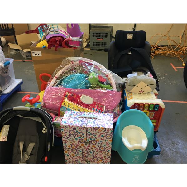 PALLET OF CHILDREN'S TOYS AND CAR SEATS