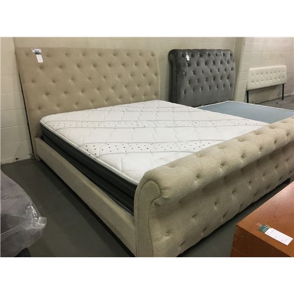 ASHLEY KING SIZE BED-HEADBOARD, FOOTBOARD & RAILS (MATTRESS SET SOLD SEPARATE)