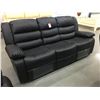 Image 2 : NEW BLACK LEATHER 3PC. SOFA, LOVESEAT & CHAIR SET