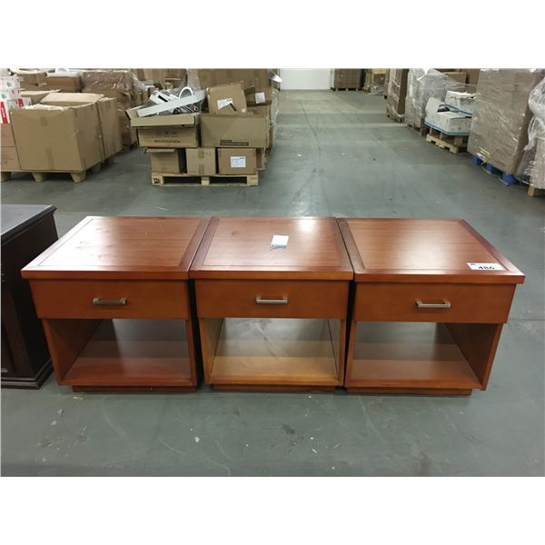 GROUP OF 3 SINGLE DRAWER END TABLES