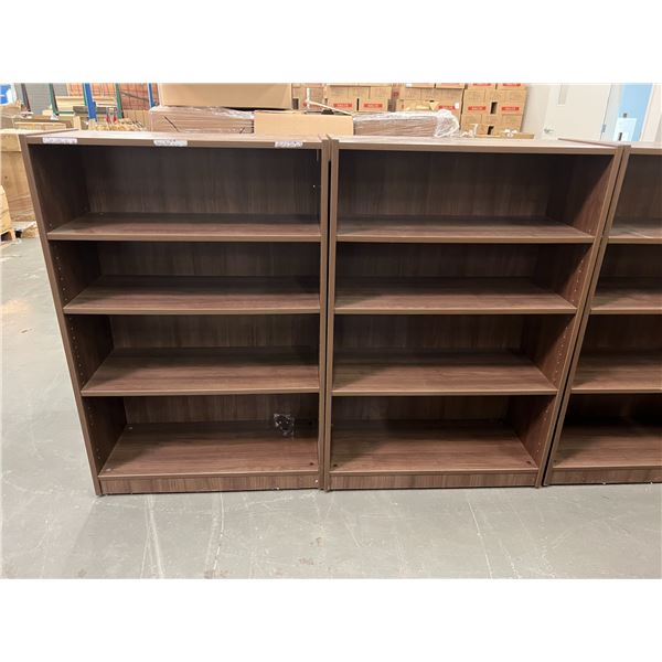 2 MOCHA BROWN FINISH BOOKSHELVES (APPROX. 4' TALL)
