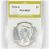 1934-D Silver Peace Dollar PGA-MS63