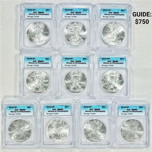 (10) 2015(P) American Silver Eagle ICG-MS69 RARE