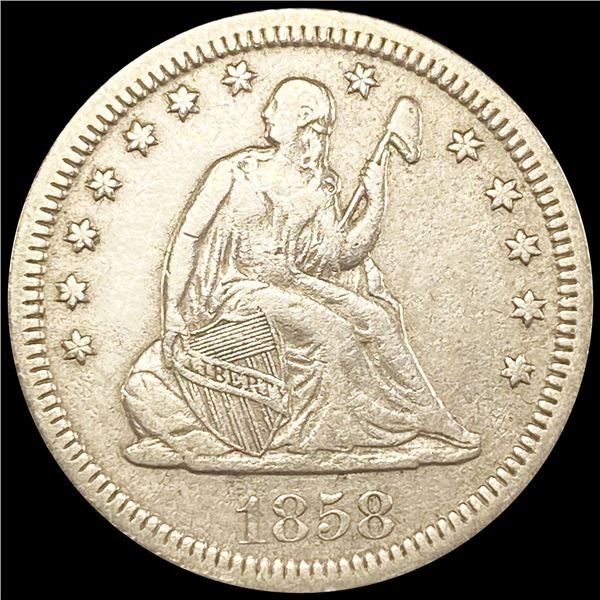 1858 Seated Liberty Quarter NEARLY UNCIRCULATED