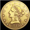 1849 $10 Gold Eagle ABOUT UNCIRCULATED