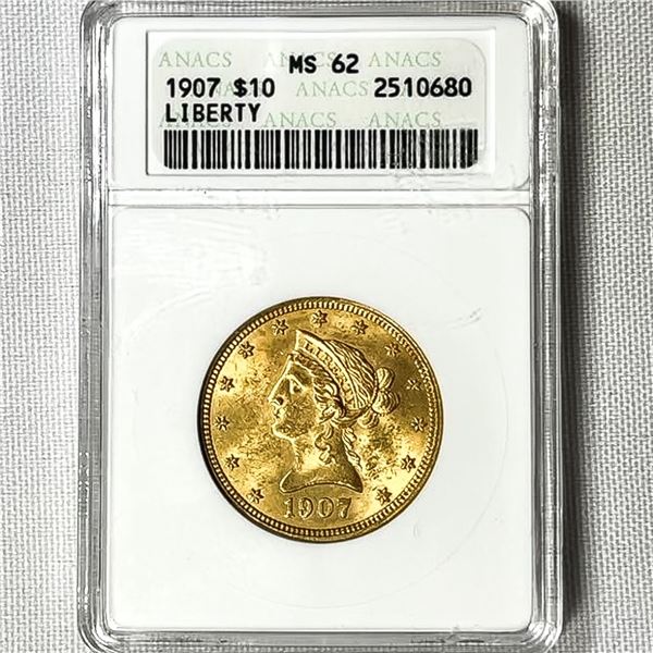 1907 $10 Gold Eagle ANACS-MS62