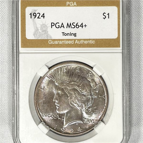 1924 Silver Peace Dollar PGA-MS64+ Toning