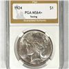 1924 Silver Peace Dollar PGA-MS64+ Toning