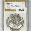1887-O Morgan Silver Dollar PGA-MS63