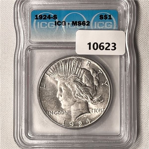 1924-S Silver Peace Dollar ICG-MS62