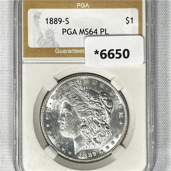 1889-S Morgan Silver Dollar PGA-MS64 PL