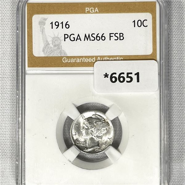 1916 Mercury Silver Dime PGA-MS66 FSB