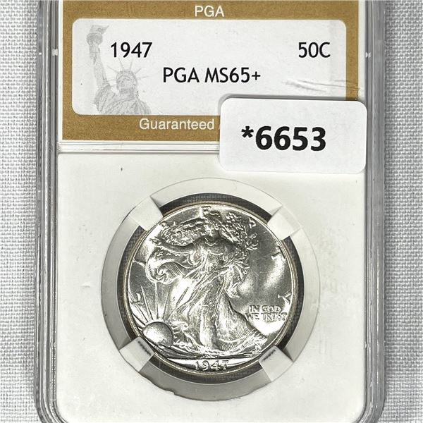 1947 Walking Liberty Half Dollar PGA-MS65+