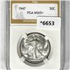 1947 Walking Liberty Half Dollar PGA-MS65+