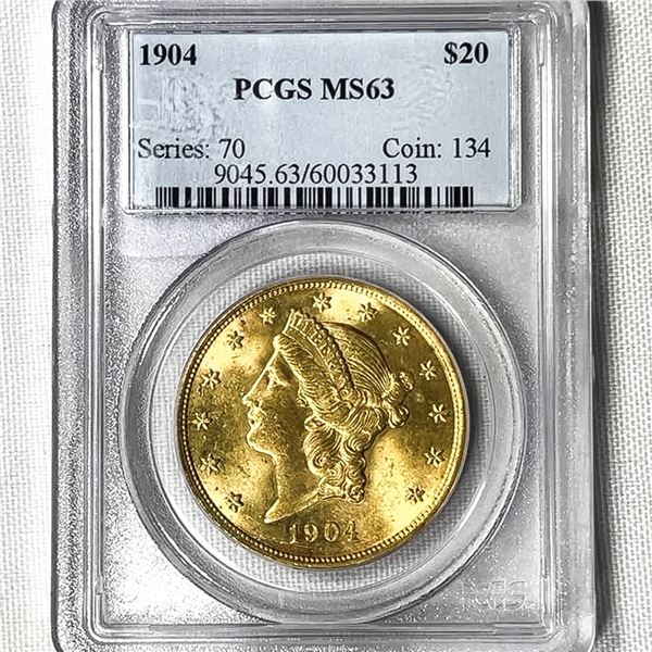 1904 $20 Gold Double Eagle PCGS-MS63