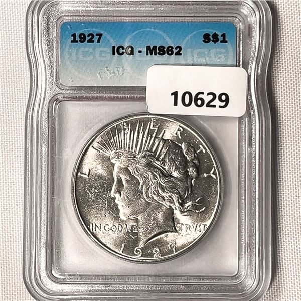 1927 Silver Peace Dollar ICG-MS62