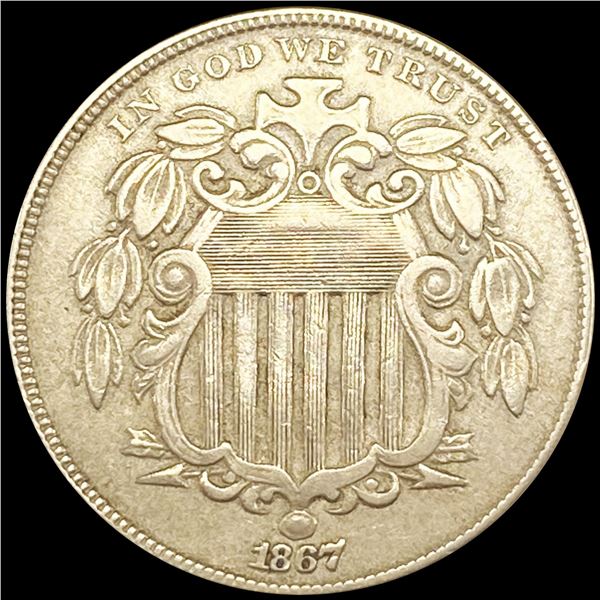1867 Shield Nickel NEARLY UNCIRCULATED
