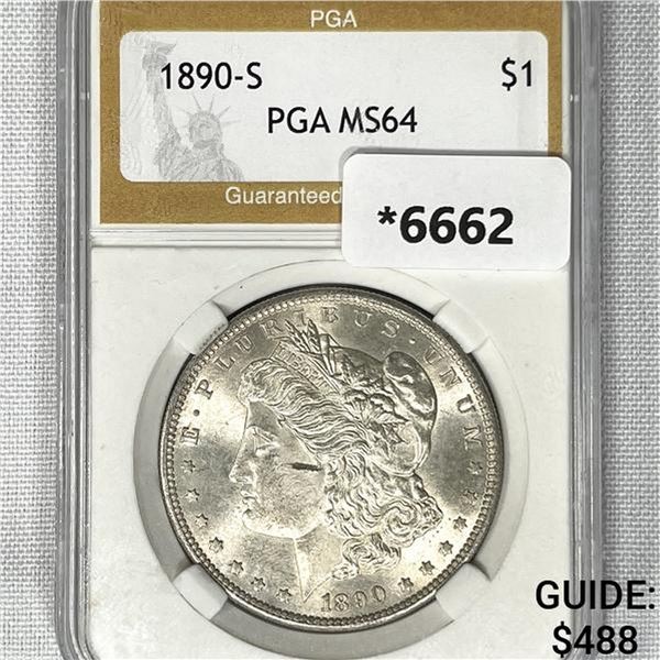 1890-S Morgan Silver Dollar PGA-MS64