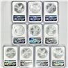 Image 2 : (10) 2021 American Silver Eagles NGC - MS70
