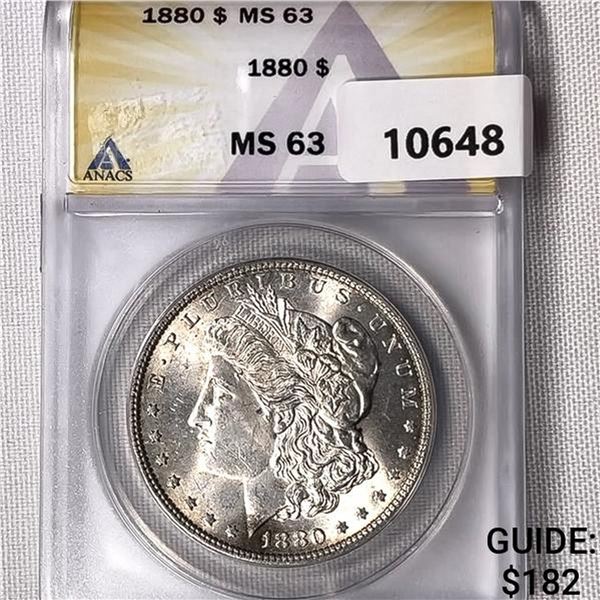 1880 Morgan Silver Dollar ANACS-MS63