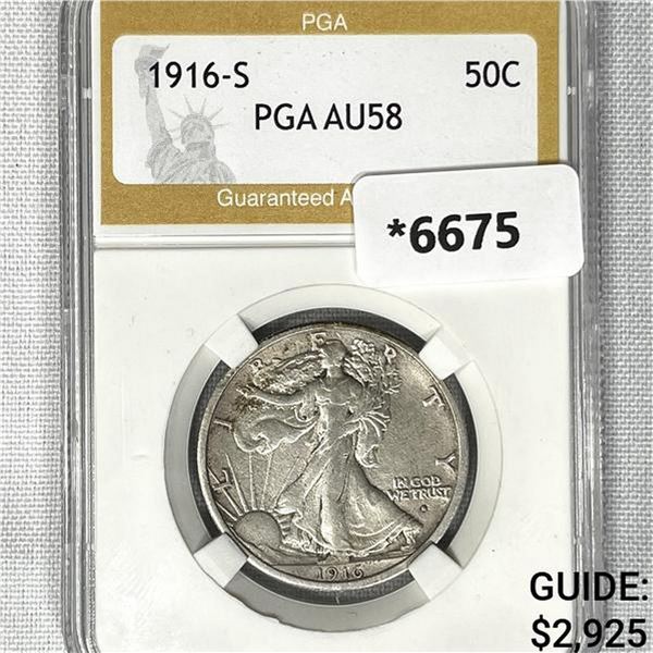 1916-S Walking Liberty Half Dollar PGA-AU58