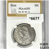 1834 Capped Bust Half Dollar PGA-AU55 Sm Dt, Sm