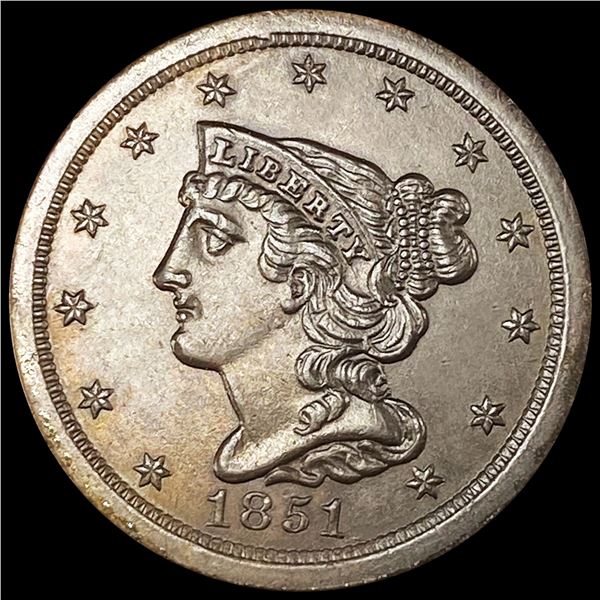 1851 Braided Hair Half Cent UNCIRCULATED