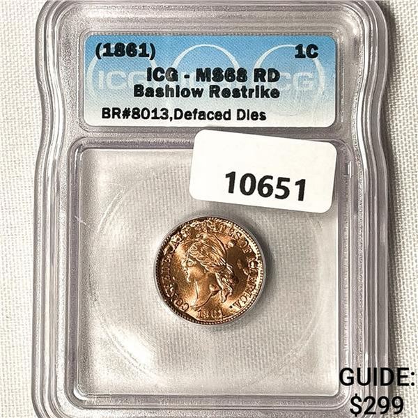 1861 1C CSA Bashlow Restrike ICG-MS68 RD,