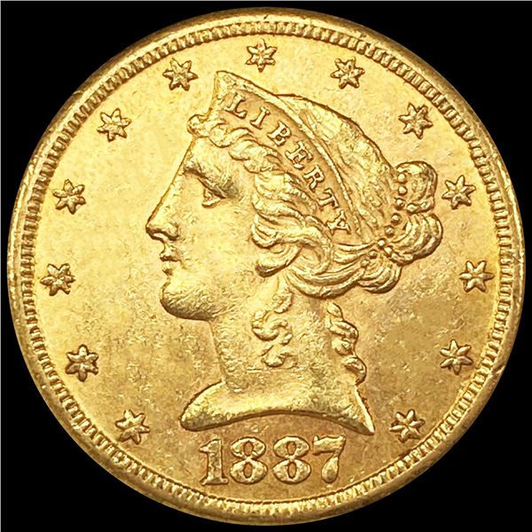 1887-S $5 Gold Half Eagle UNCIRCULATED