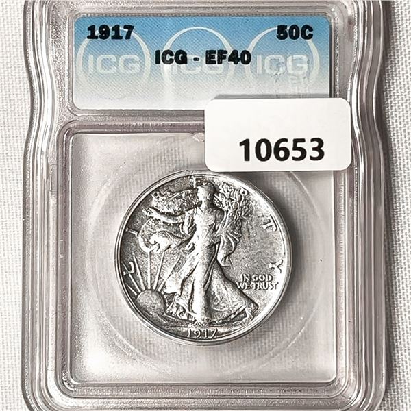1917 Walking Liberty Half Dollar ICG-EF40