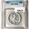 1917 Walking Liberty Half Dollar ICG-EF40