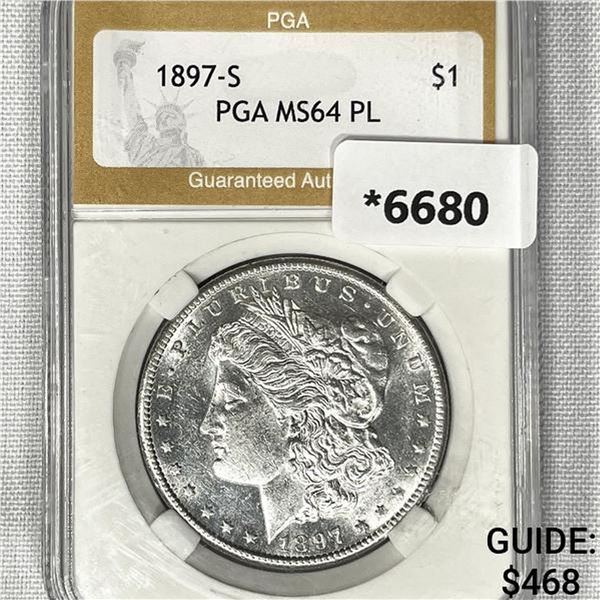 1897-S Morgan Silver Dollar PGA-MS64 PL