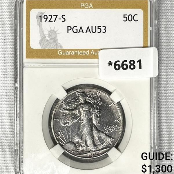 1927-S Walking Liberty Half Dollar PGA-AU53