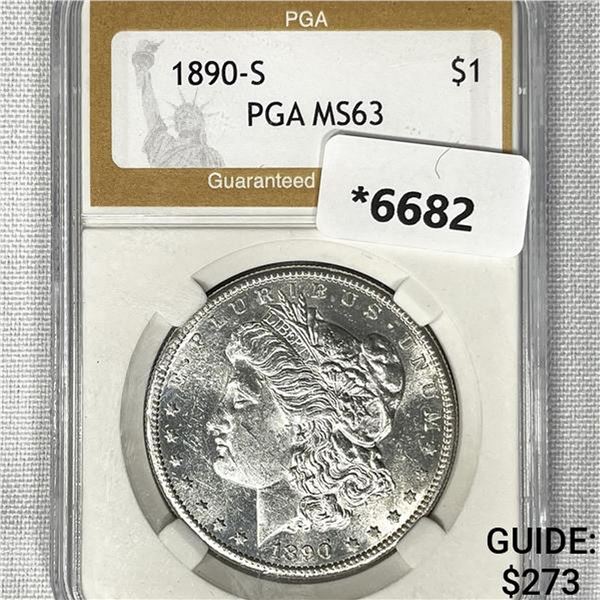 1890-S Morgan Silver Dollar PGA-MS63