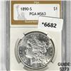 1890-S Morgan Silver Dollar PGA-MS63