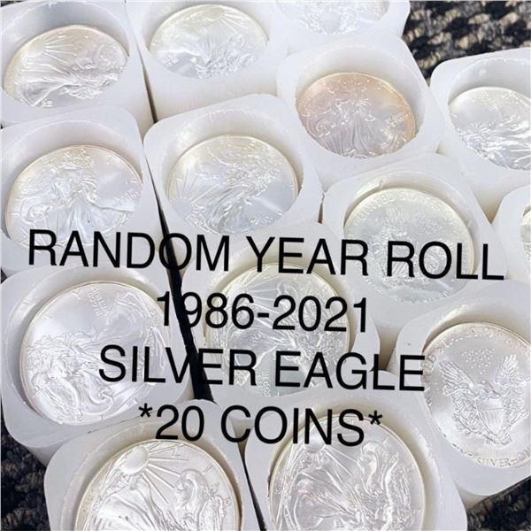 1986-2021 Silver Eagle Roll RANDOM YEAR GEM BU