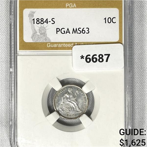 1884-S Seated Liberty Dime PGA-MS63