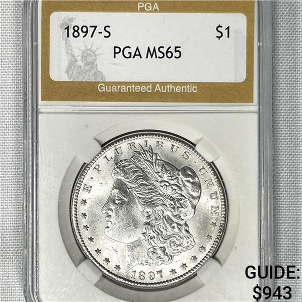 1897-S Morgan Silver Dollar PGA-MS65