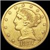 Image 1 : 1857 $5 Gold Half Eagle NEARLY UNCIRCULATED