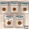 Image 1 : 1925-1928 Set (5) Wheat Cent ICG-AU, EF, MS