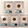 Image 2 : 1925-1928 Set (5) Wheat Cent ICG-AU, EF, MS