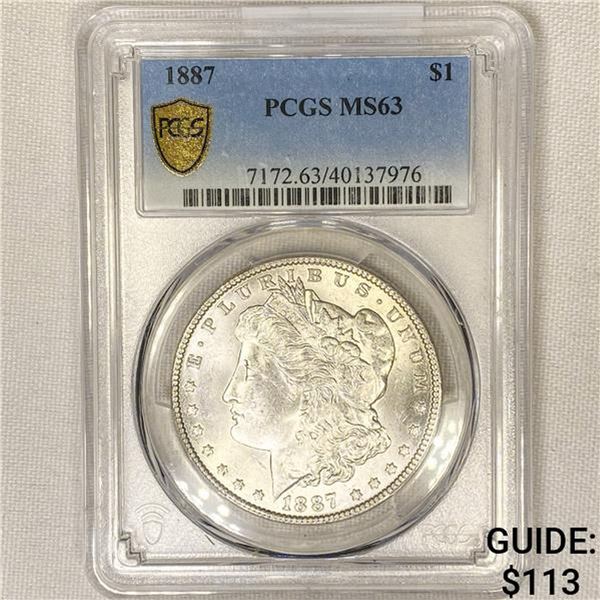 1887 Morgan Silver Dollar PCGS-MS63